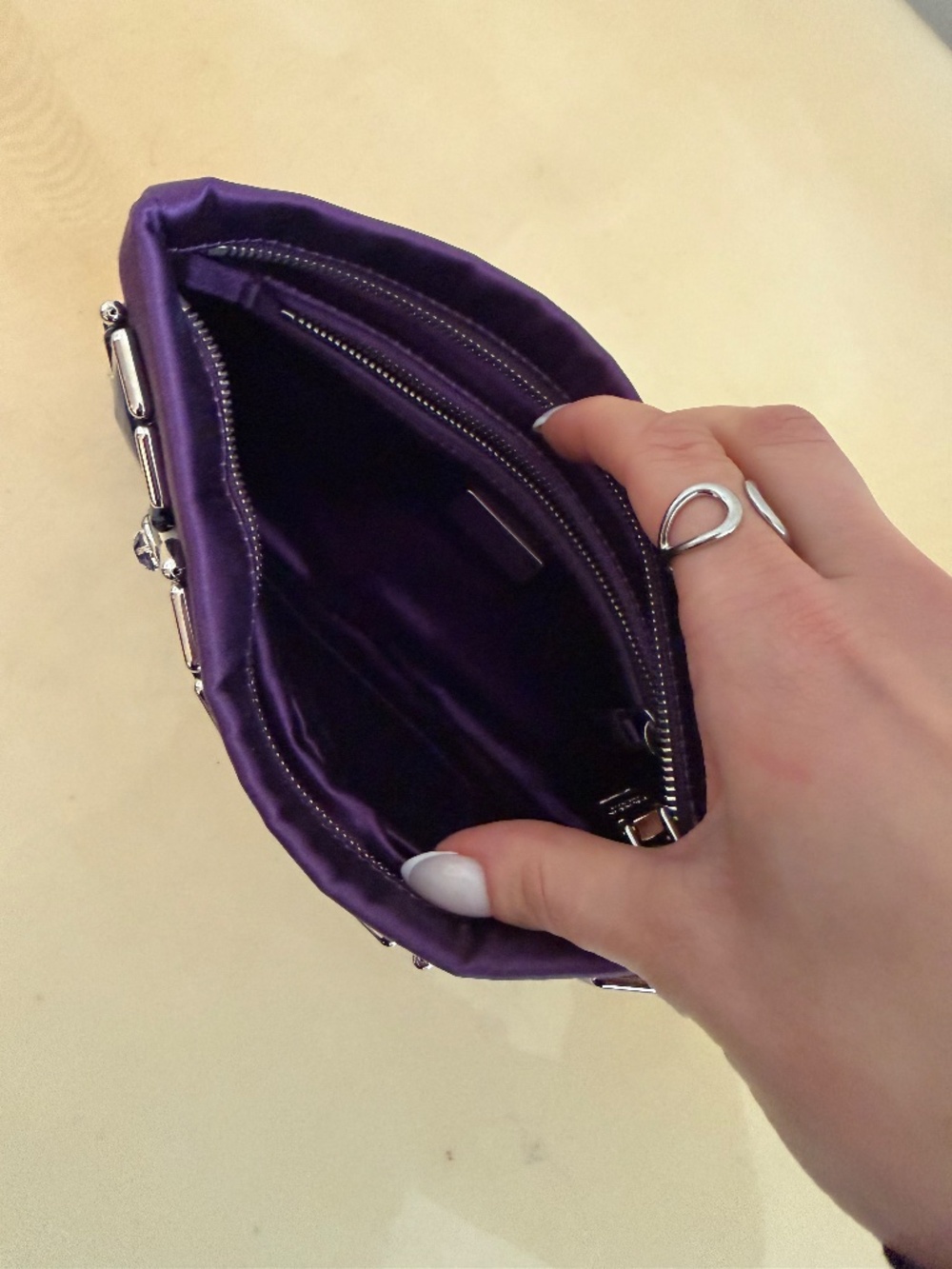 Prada Purple Satin Embellished Clutch - Picture 7 of 9